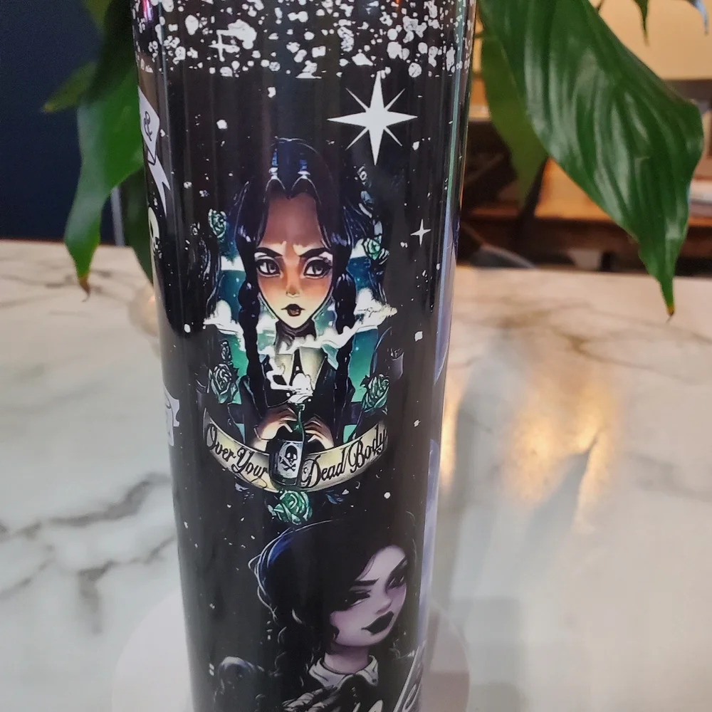 Wednesday Addams Don't Touch Me 20oz Tumbler with duo lids 🎉sale